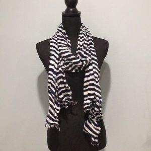 Charlie Paige Striped Scarf with Short Fringe